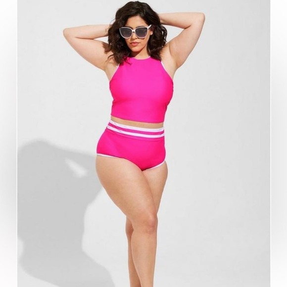 NWOT Set! Torrid sz 1 High Neck Top Swim Bathing Suit Bottom 1X - Picture 1 of 1